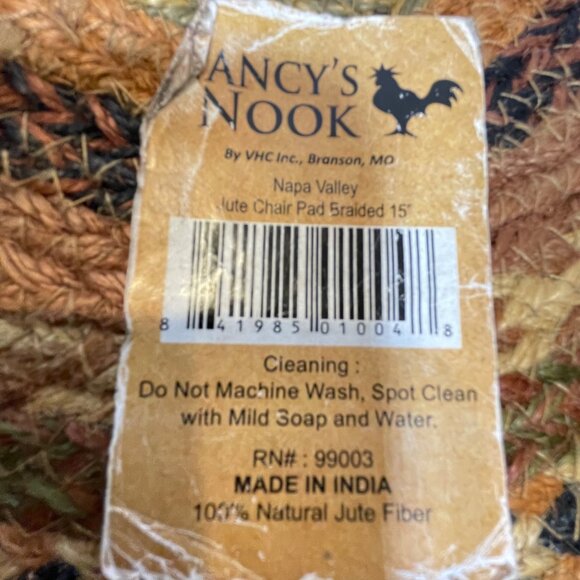 Nancys Nook Jute Chair Pad 15" Round Braided Natural Fiber Handmade - Picture 6 of 8